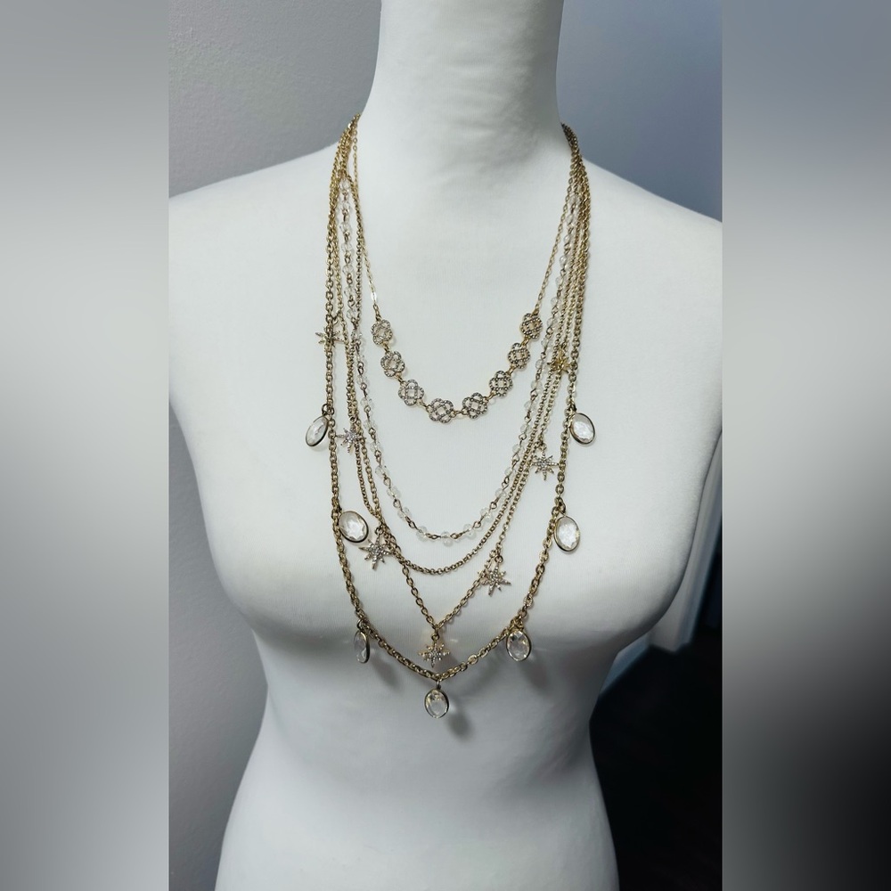 Saks Fifth Avenue Multi-Layer Chain And Crystal Necklace